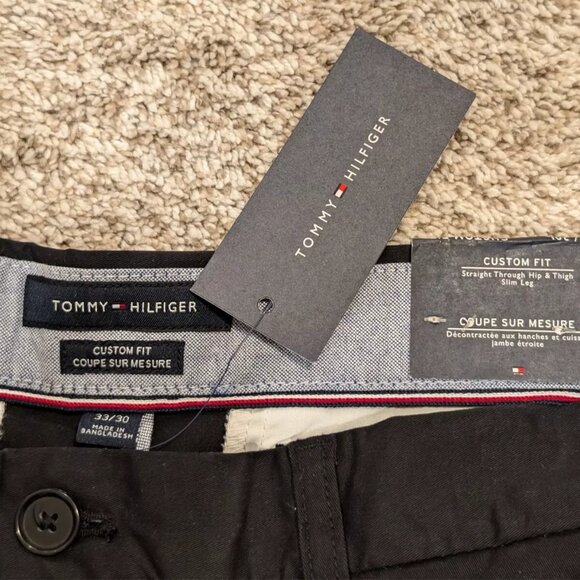 Tommy Hilfiger Men TH Flex Custom-Fit Chino Pants Black 33 X 30 #78C2340 - Picture 8 of 8